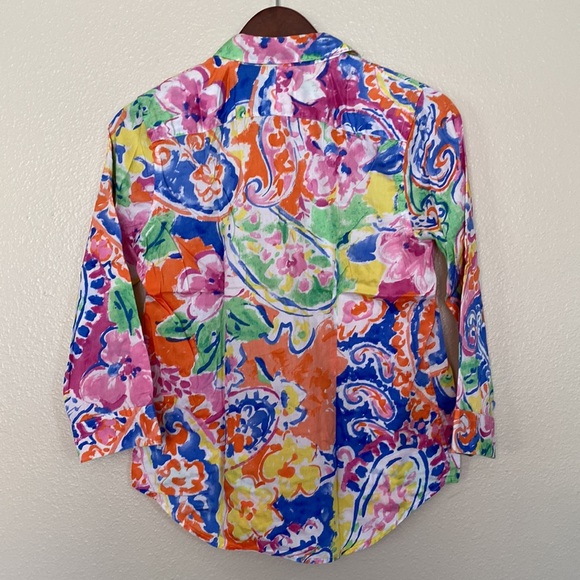 LAUREN RALPH LAUREN | watercolor floral print button down shirt - Picture 4 of 8